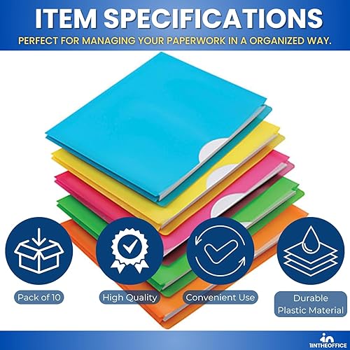 Miniatura 6 de 1InTheOffice Carpeta de archivo Poly File Jacket de archivo, chaqueta de archivo expandible de 1 pulgada, paquete de 10, surtido