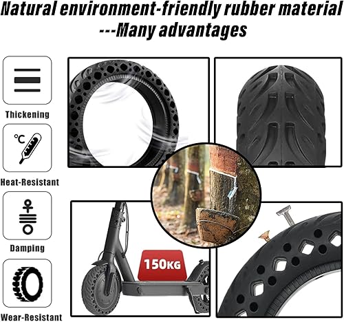 Miniatura 6 de Felixstory Neumático de scooter 6070-6.5 sin cámara 10x2.50 Reemplazo de neumático sólido para Hover 1 Alpha Hiboy MAX3 Segway Ninebot MAX G2 G30LP