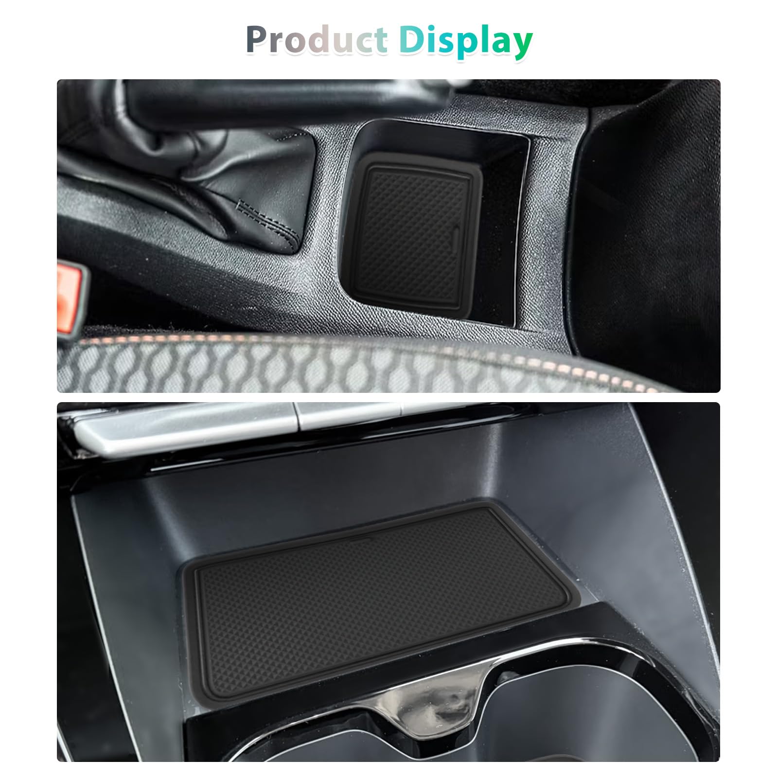 GAFAT Compatibili con Citroen C3 e-C3 2025 2026 2027 (Freno a Mano) Tappetini Antiscivolo, Accessori C3 IV (CC21) Tappetino Gomma per Console Centrale, Cuciture de Porte (Rosso)