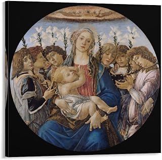 Madonna with Child And Singing Angels-Sandro Botticelli Wall Art Picture Painting Poster Canvas Print Posters Artworks Bedroom Living Room Decor 12x12inch(30x30cm)