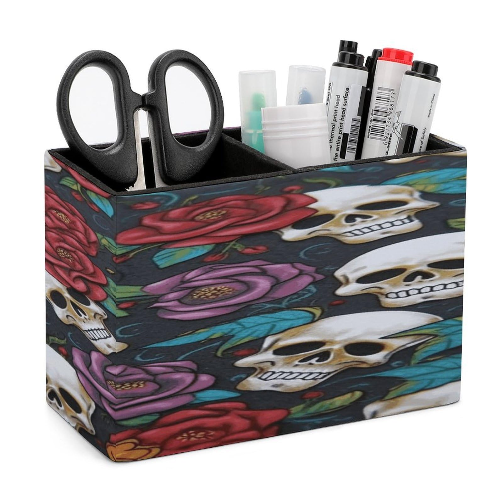 Porte-stylos en cuir premium orné de fleurs, l'élégance gothique chic
