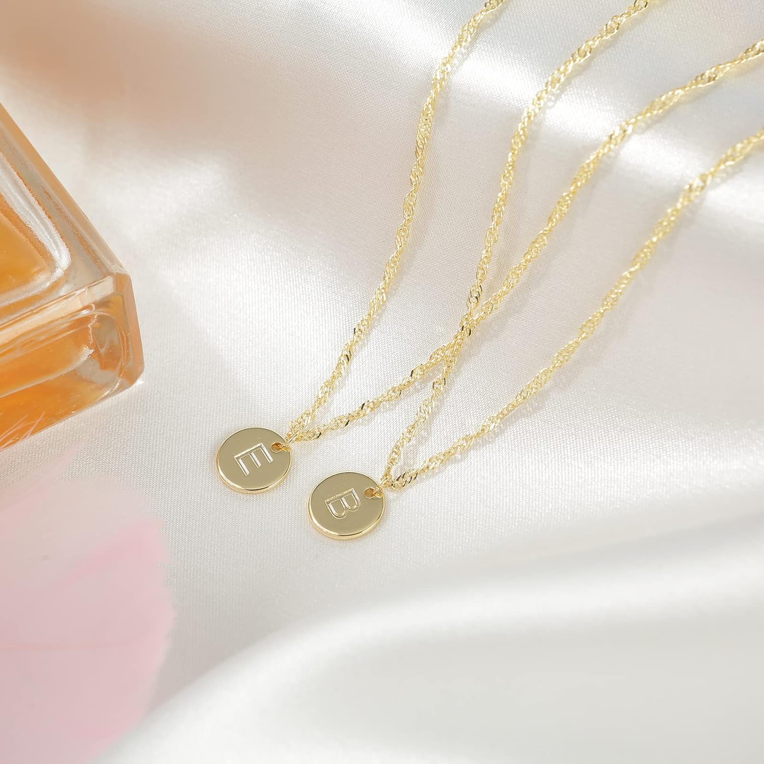 Gold Initial Coin Pendant Necklace, 18K Gold Plated Letter Pendant Necklaces for Women, Adjustable Personalized A-Z Initial Alphabet - Image 4