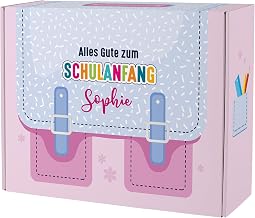 Striefchen Gift Packaging First Day of School - Gift Box & Gift Basket for Gifts for First Day of School Girls and Boys - Personalised Gifts with Name (School Bag Pink (L))