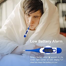Berrcom Digital Thermometer for Adults, Oral and Underarm Thermometer for Baby and Kids Medical Thermometer with Fever Alarm Rectal Thermometer with Soft Tips