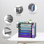 Samstar Mesh Desk Organisateur, Carnet de lettres papier avec 5 Les étagères de rang supérieur,1 Trieur de fichiers vertical supplémentaire et porte-stylos pour fournitures de bureau, noir