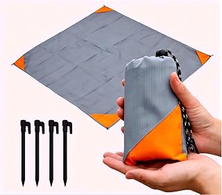 Pocket Picnic Blanket, Sandproof Lightweight Pocket Camping Tarp, 55″x 79″ Foldable Fits into Small Bag, Water Resistant Washable Quick Dry Compact Beach Mat for Outdoor, Travel, Hiking