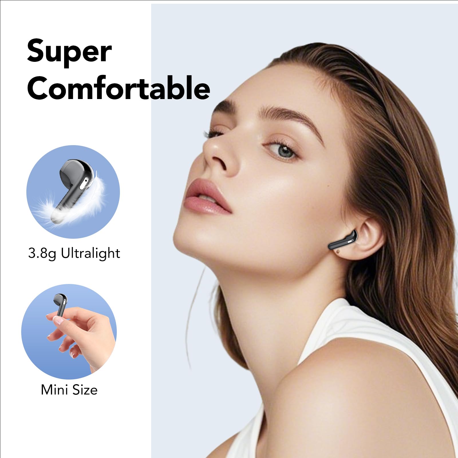 TIMU A9 Auricolari Bluetooth 5.4 Nero, In-Ear, Touch Control, IP7 Impermeabile, Cancellazione Rumore, 50 Ore di Riproduzione, Bluetooth 10 Metri, Compatibili con Dispositivi Bluetooth