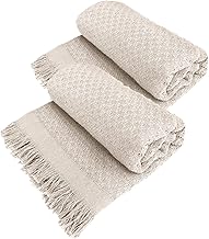 Decolab Kit Manta Sofá Básica Algodão Decorativa (Branco-cru)