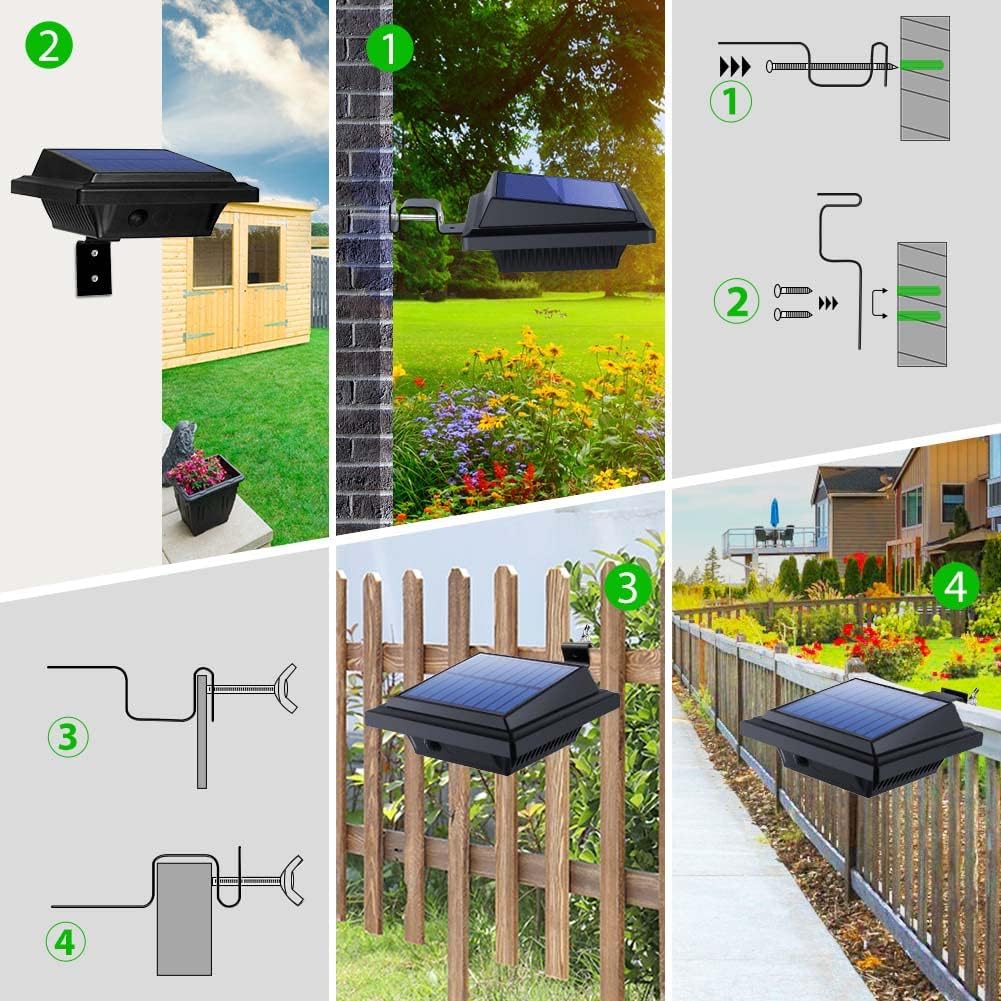 Gutter Solar Patio Decor Lights, 40 LED Deck Outdoor Waterproof Fence for Wall Backyard Porch, Pool, Step Stairs, Yard, Garden, Pathway (6 Pack-Black, Warm White)
