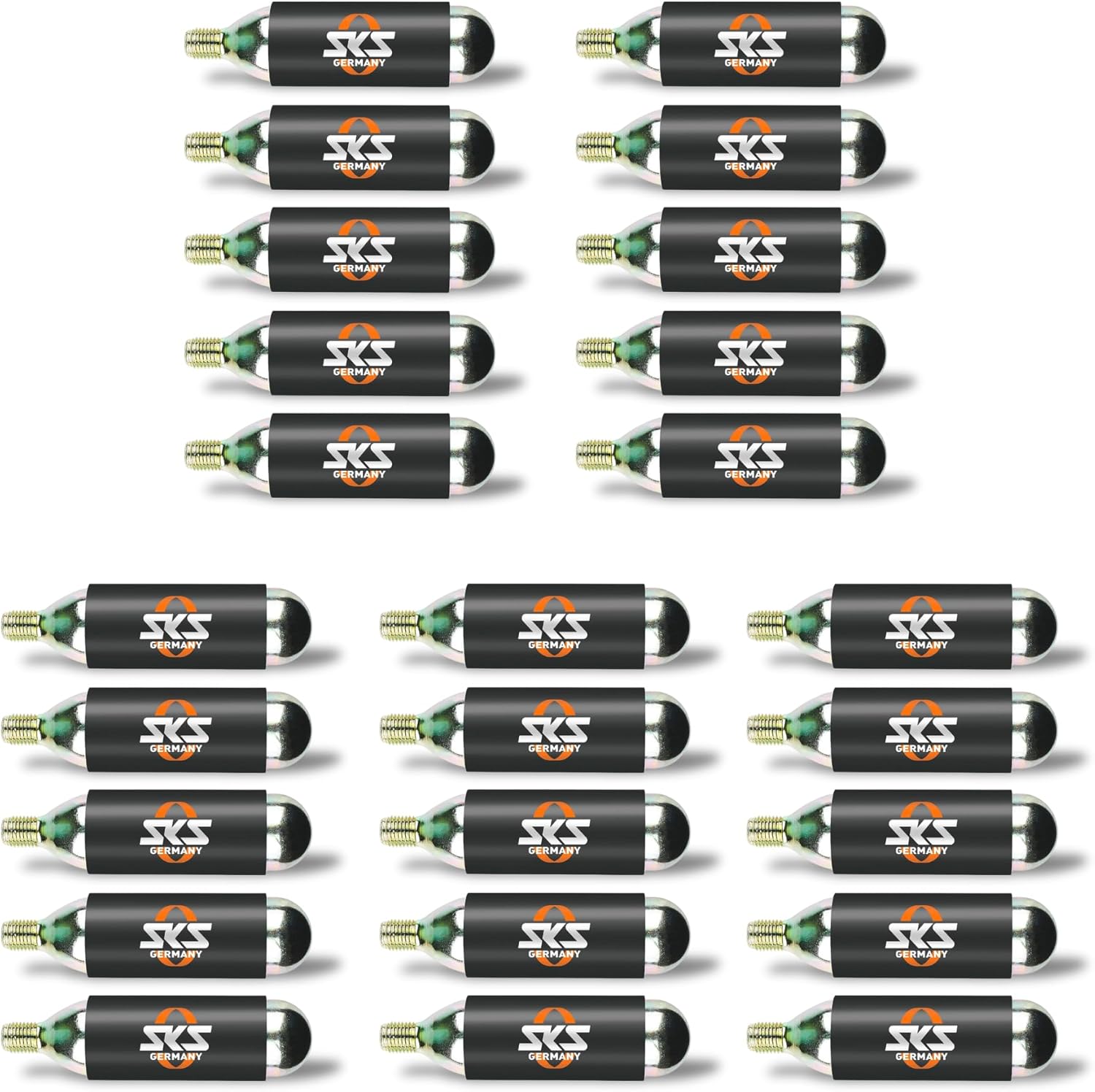 SKS GERMANY CO2 CARTRIDGES 16G & 24G with/Without Thread Set Air Cartridges, Bicycle Accessories (Lightning Fast Inflation, Suitable for MTB, Road Bike & Trekking Tyres, Includes Cold Protection),