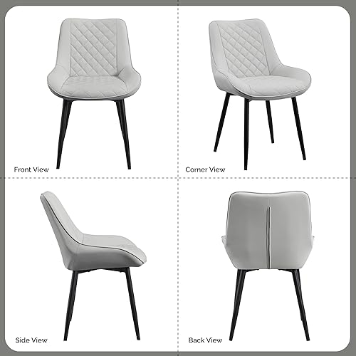 Miniatura 7 de Juego de sillas de comedor de 4, sillas de comedor modernas con cojines gruesos, sillas de comedor de cocina y salón tapizadas en cuero sintético