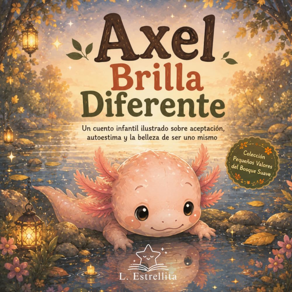 Axel el Ajolote Brilla Diferente: Un cuento infantil ilustrado sobre aceptación, autoestima y la belleza de ser uno mismo (Pequeños Valores del Bosque Suave)