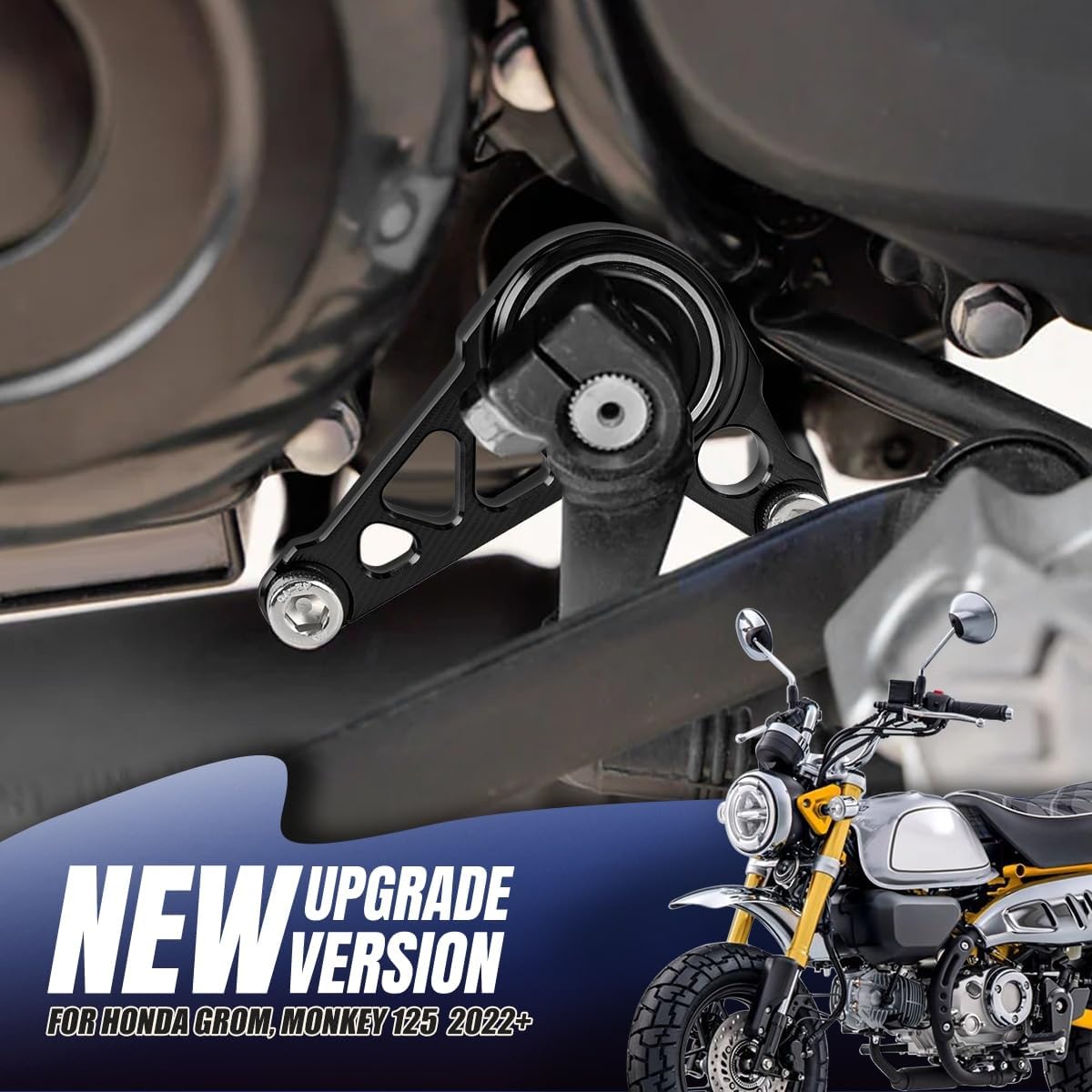 Canitu Shift Shaft Brace,Anodize CNC Billet Aluminum Shifter Support Holder Sprocket Cover Carrier with 2 Bolts Support Bracket for Honda Grom Monkey 125 2022+ for Honda CT Trail 125 2023+ (Black)