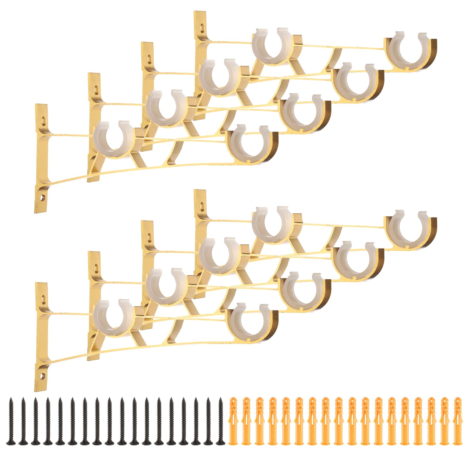 Support de tringle à rideaux 195mm or vif pour tube 25mm lot de 8