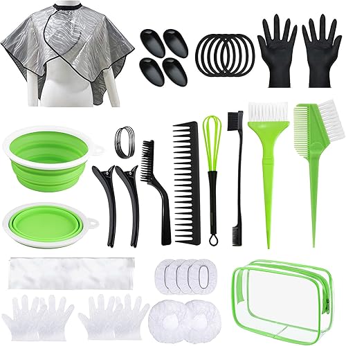 Kit de tinte para el cabello, kit de 30 piezas de coloración para el cabello, cepillo para teñir el cabello y cuenco con cuenco de tintar, cubierta