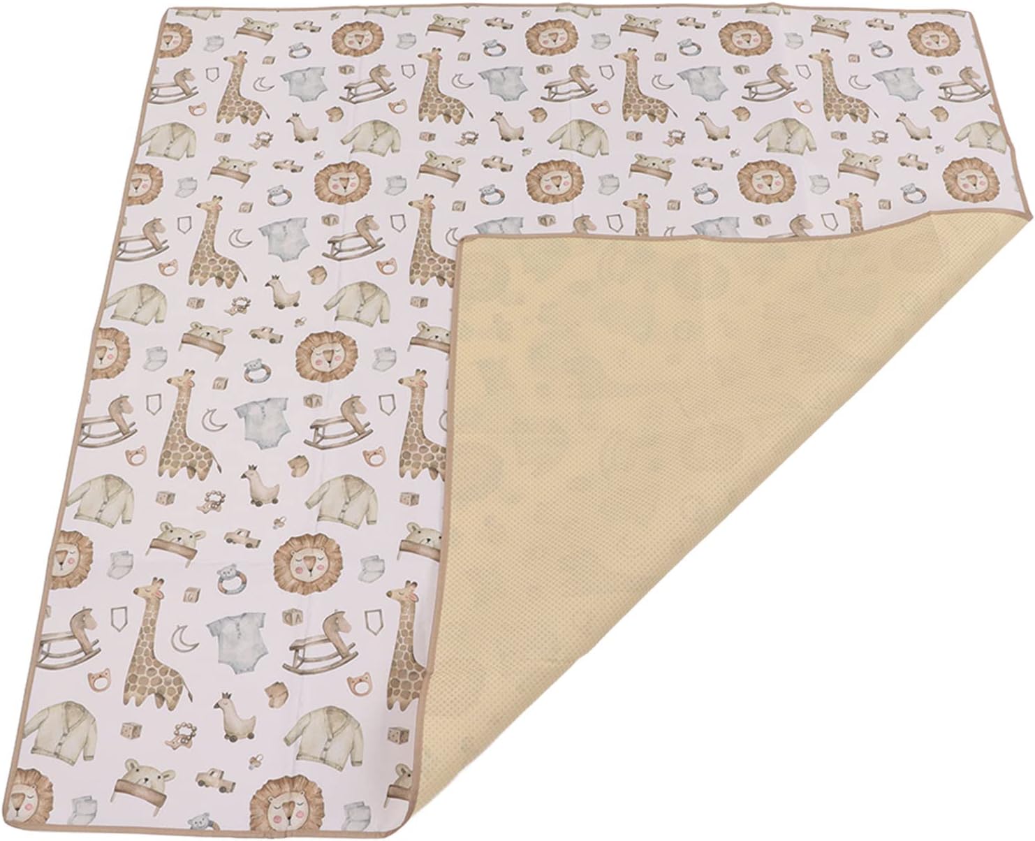 Baby Highchair Floor Mat Soft Cute Cartoon Animal Pattern Food Spill Mess Mat for Home Dining Baby Toddler Protection Mat Polyester Fiber 43.3 x 43.3in