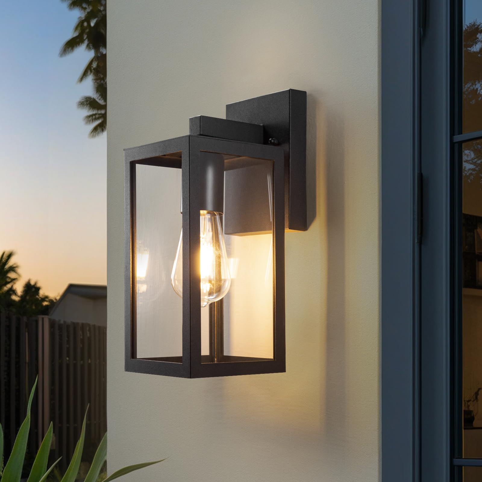 Yaolon Outdoor Wall Lights, Aluminum Outside Light Mains Powered with Clear Glass Shade, IP54, E27 Max 60W for Porch, Entryway, Garage, Hallway