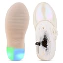 Hooh kids Girls LED Light Up Shoes cum Boots with Faux Fur Trim and Flower Applique for 0 months to 12 Years (For Greater than 5 years Age vs size chart in images) (Buttery White, UK Footwear Size System, Toddler, Age Range, Medium, 12 Months, 18 Months) gallery image