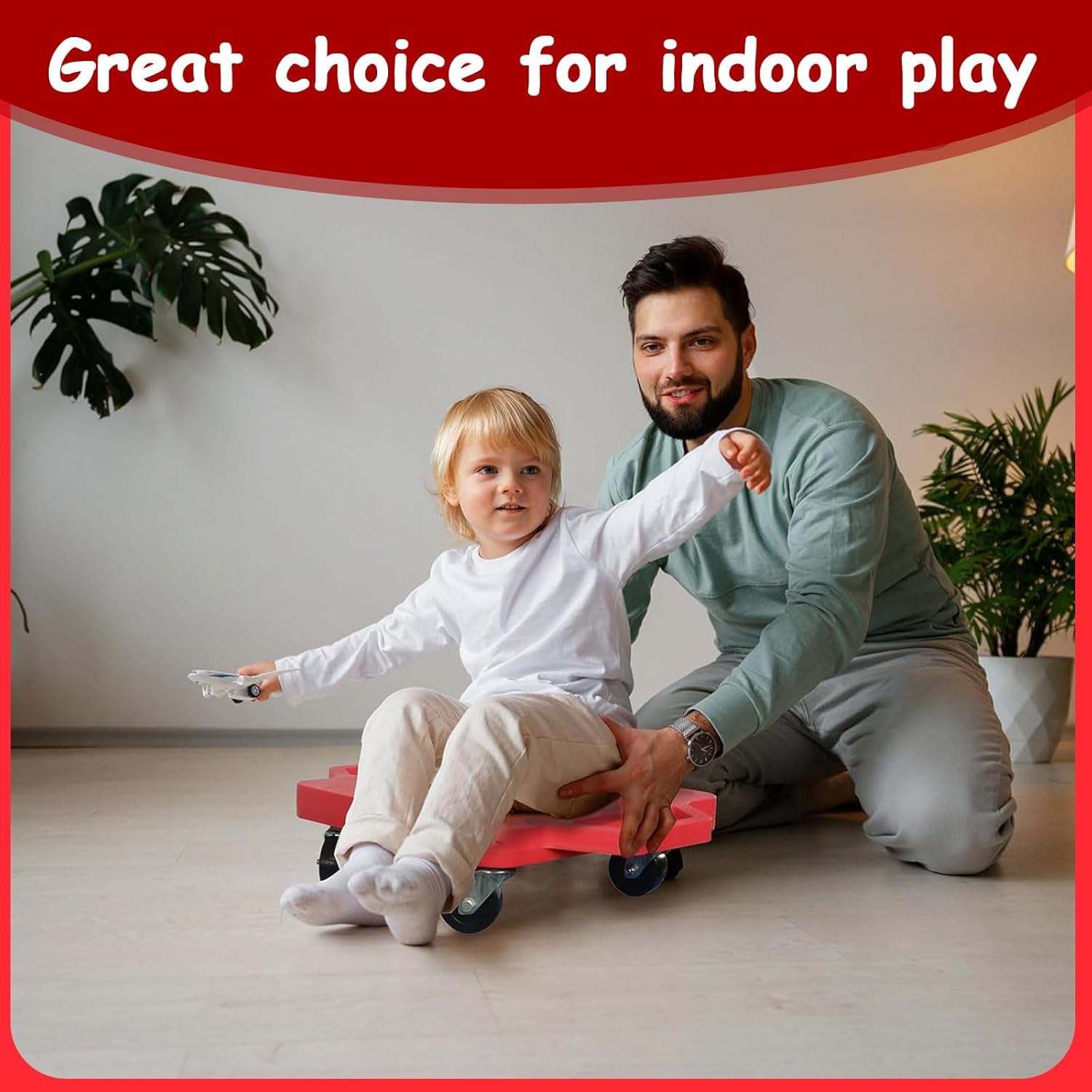4 Pcs Sports Scooter Board with Handles,12 Inch Fun Scooters with Plastic Casters,Floor Scooter, Sitting Scooter Board for Kids Children Gym Indoor Outdoor Activities,Over 6 Years Old image 5 of 6 B0D8B2LM2H