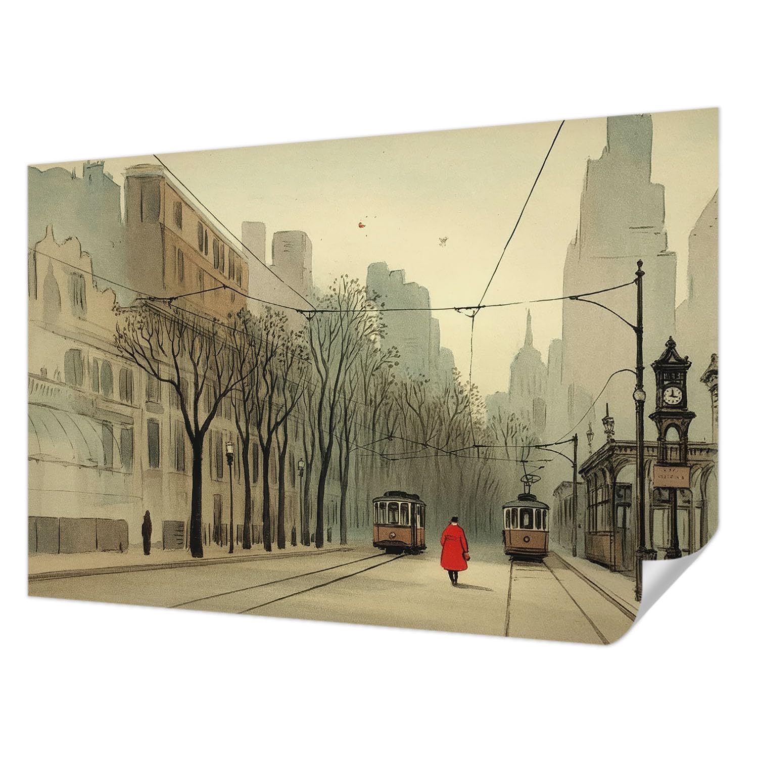 Papier peint photo autocollant résistant aux taches Tulup symétrie urbaine