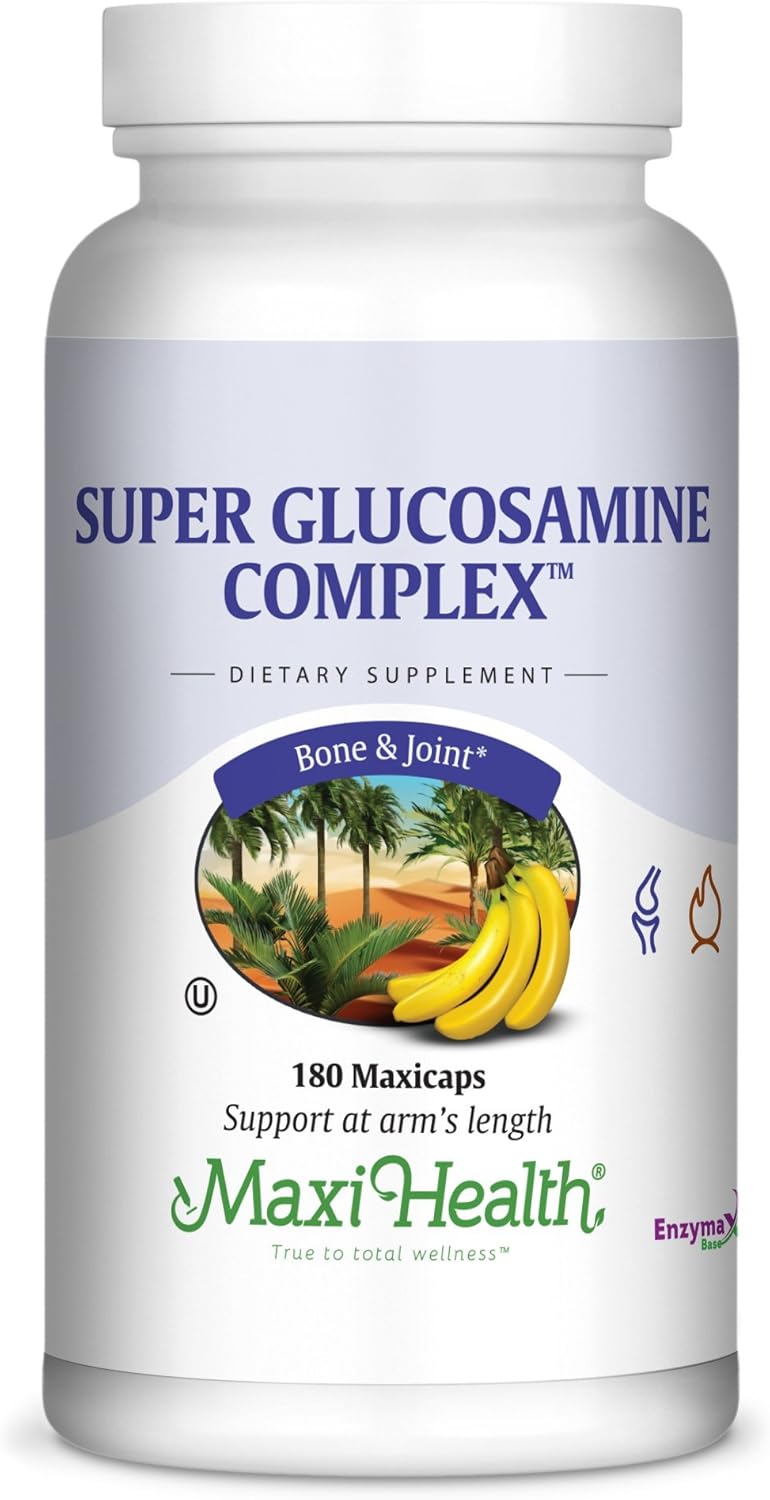 Maxi Health Super Glucosamine Complex – Joint Supplements for Men & Women – Glucosamine Sulfate with MSM, Bromelain, & Potassium – Bone Strength, Mobility, & Flexibility Support, 180 Capsules