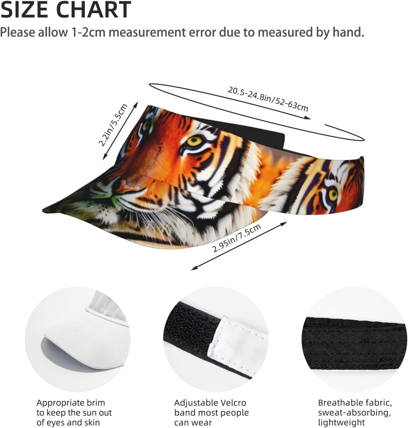 Tiger Stripes Orange Pattern Print Foldable Sun Visor Hat Lightweight Adjustable Sun Visor Hat Outdoor Sports Cap for Adults