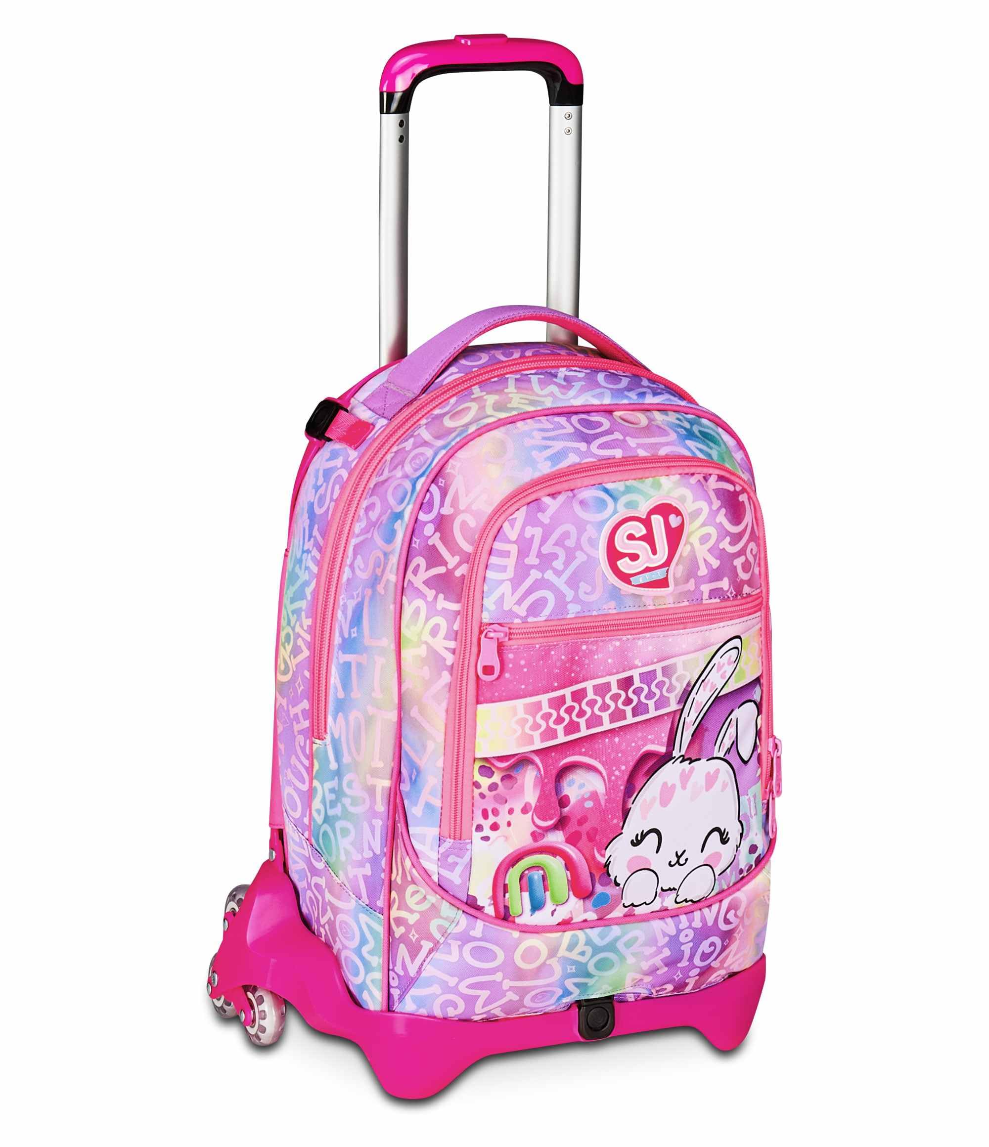 SJ GANG STYLE JAM GANG Trolley Scuola Jack 3 Ruote, Lilla, 3 in 1, Zaino Triplo Uso con Carrello Sganciabile, 33 L, Zaino Scuola Elementare, Zaino Bambina