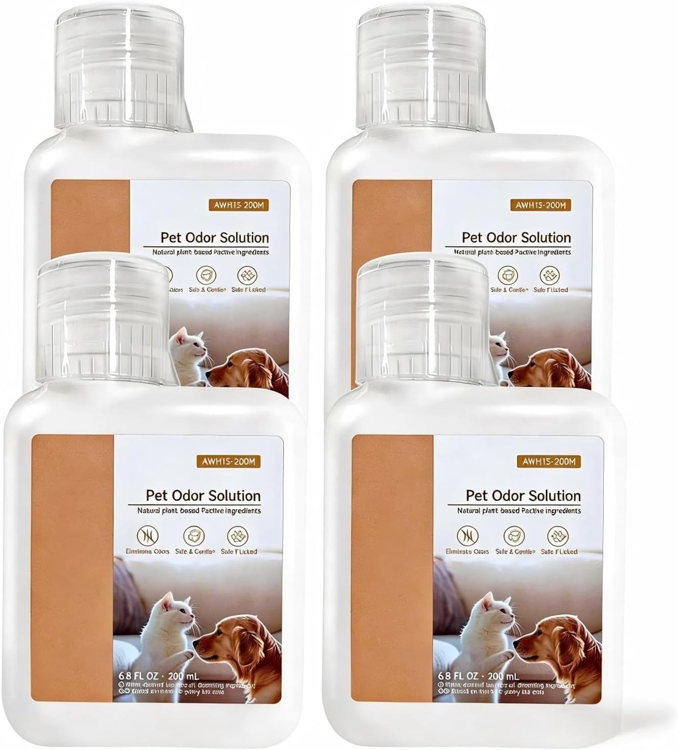 Pet Odor Cleaner, 4 Bottles，200 Ml, Compatible With MOVA P10 Pro Ultra / P50 Pro Ultra / E30 Ultra / S10 Plus / V50 Ultra