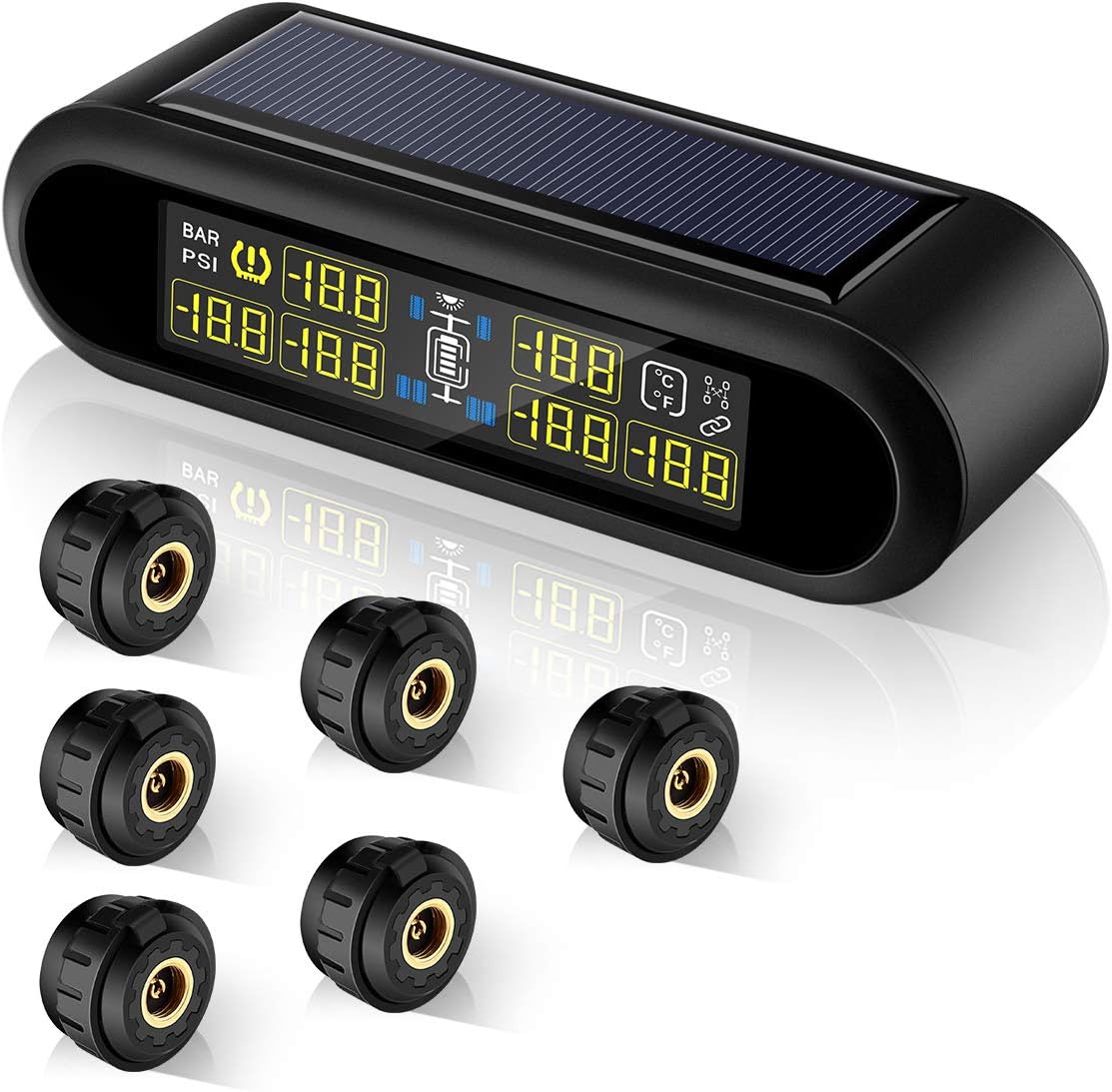 Elikliv Tire Pressure Monitoring System for RV Trailer, 6 TPMS Sensors and A Repeater (1, AN1)