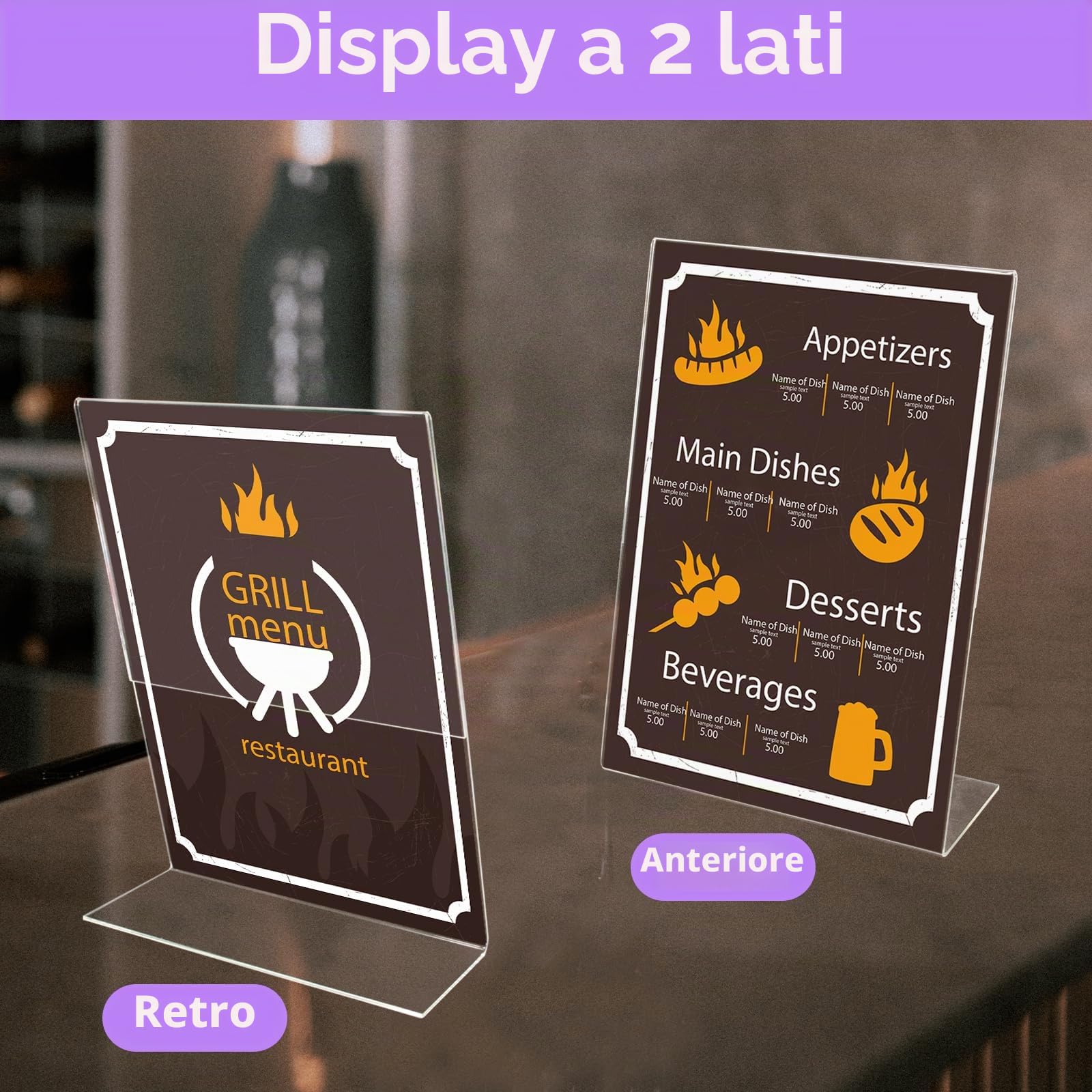 5 Pezzi Acrilico Espositore A5, Espositore in A5 Espositore da Tavolo Inclinato a Forma di L in Acrilico, Porta Menu in Acrilico Trasparente, per Ristoranti Banco da Tavolo Ufficio Negozio