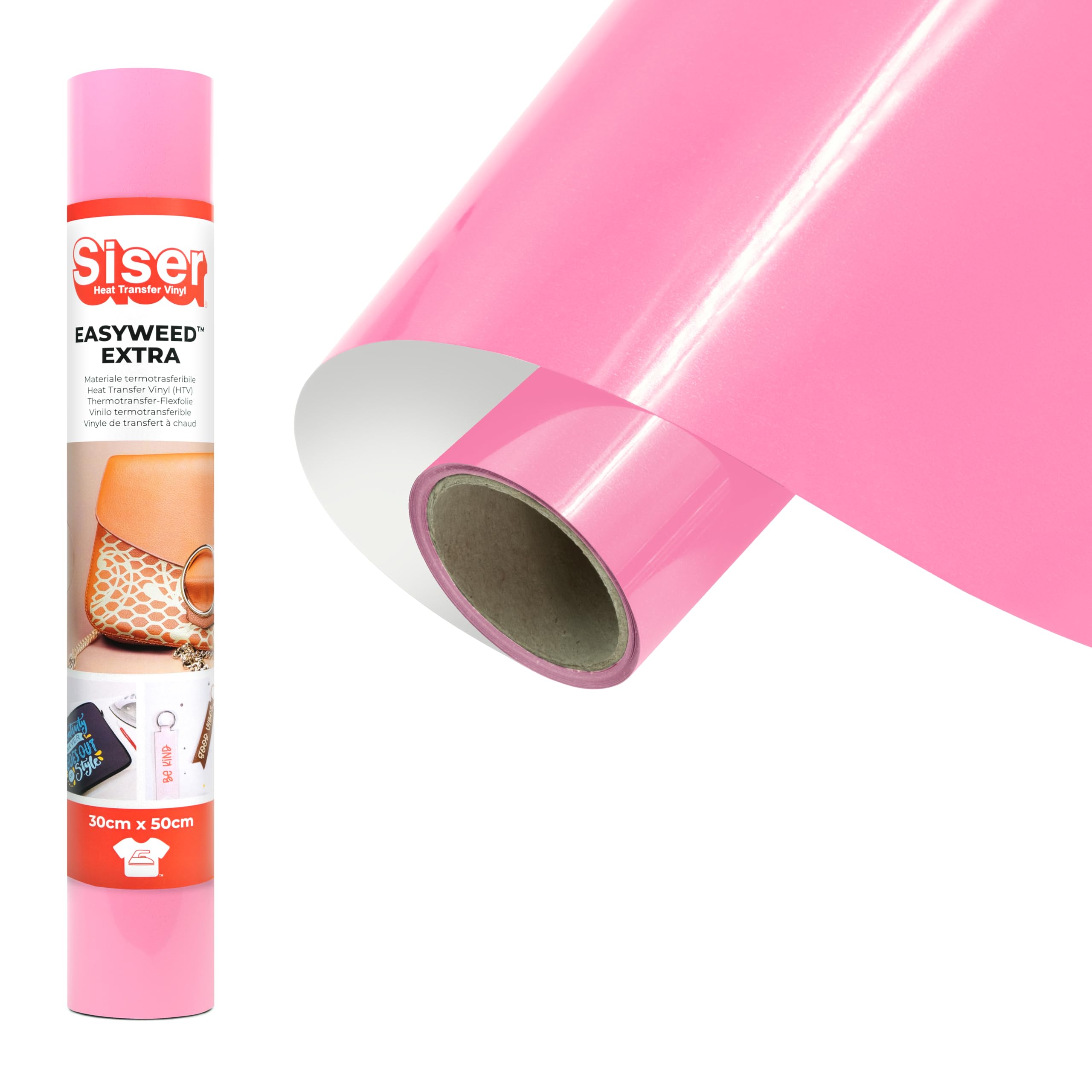 Siser® EasyWeed® Extra Pink, 30 cm x 0.5 m, Heat Transfer Vinyl for Customising Nylon, Leather, Treated Fabrics