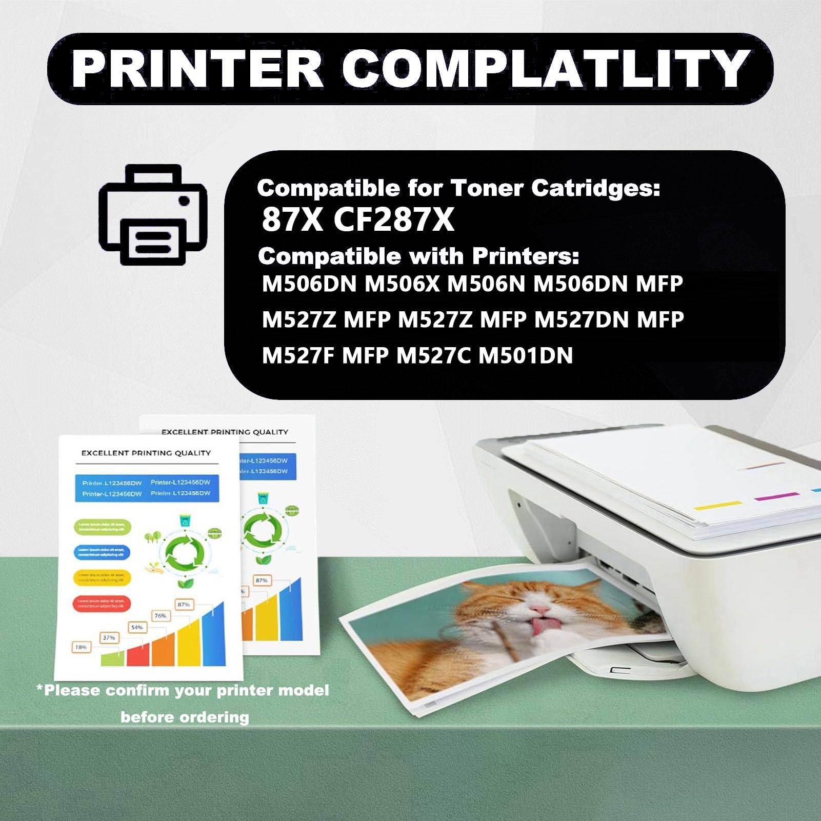 Lotto Toner Compatibili HP CF287A 87A E CF287X 87X Per Stampanti LaserJet M506, M527, M501