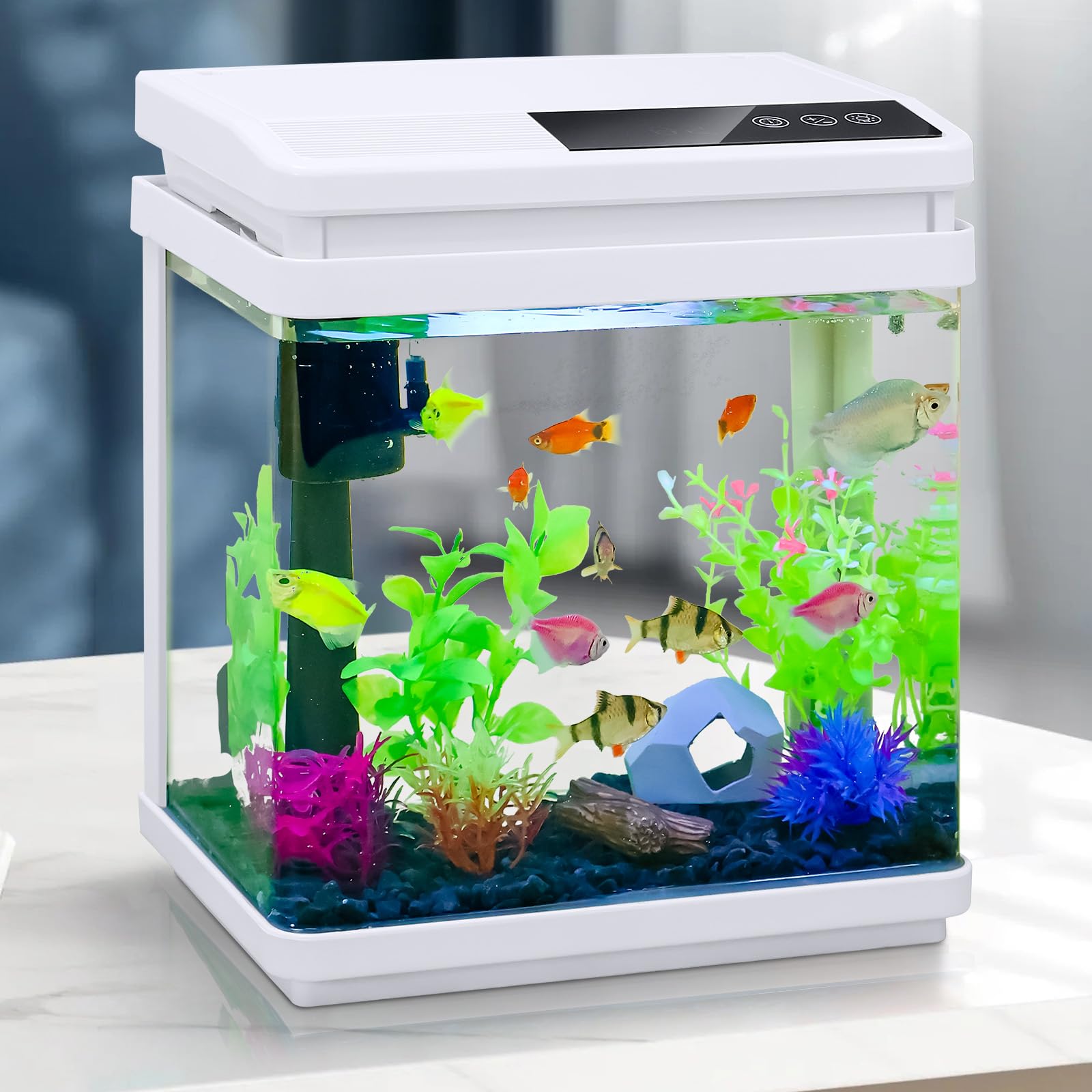 (SIMILAR) Beginner Betta Fish Tank Aquarium kit Intelligent Timed Shutdown, Seven LED Lights, Adjustable Brightness, High-Transparency Glass, Efficient Filtration Gallon (1.5 Gallon)