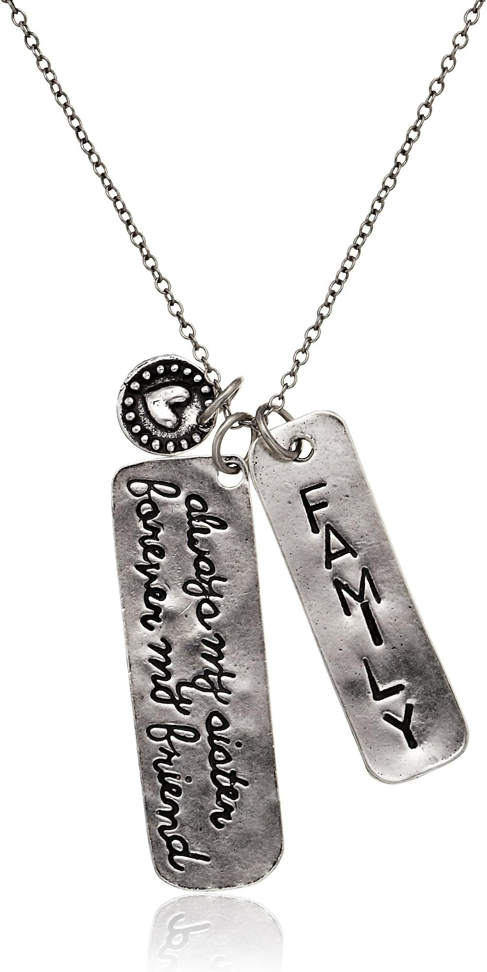 Alisa Michelle "Back To Basics" Silver-Plated Always My Sister Forever My Friend Charm Necklace