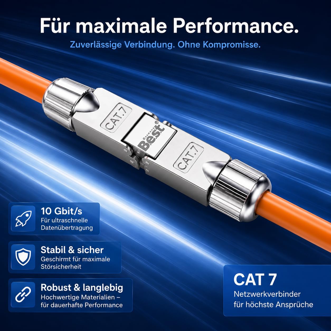 Germany B.e.s.t 8x CAT 7 Netzwerkverbinder werkzeuglos STP Kupplung feldkonfektionierbar für Ethernetkabel Verlegekabel LAN Kabel Kabelverbinder
