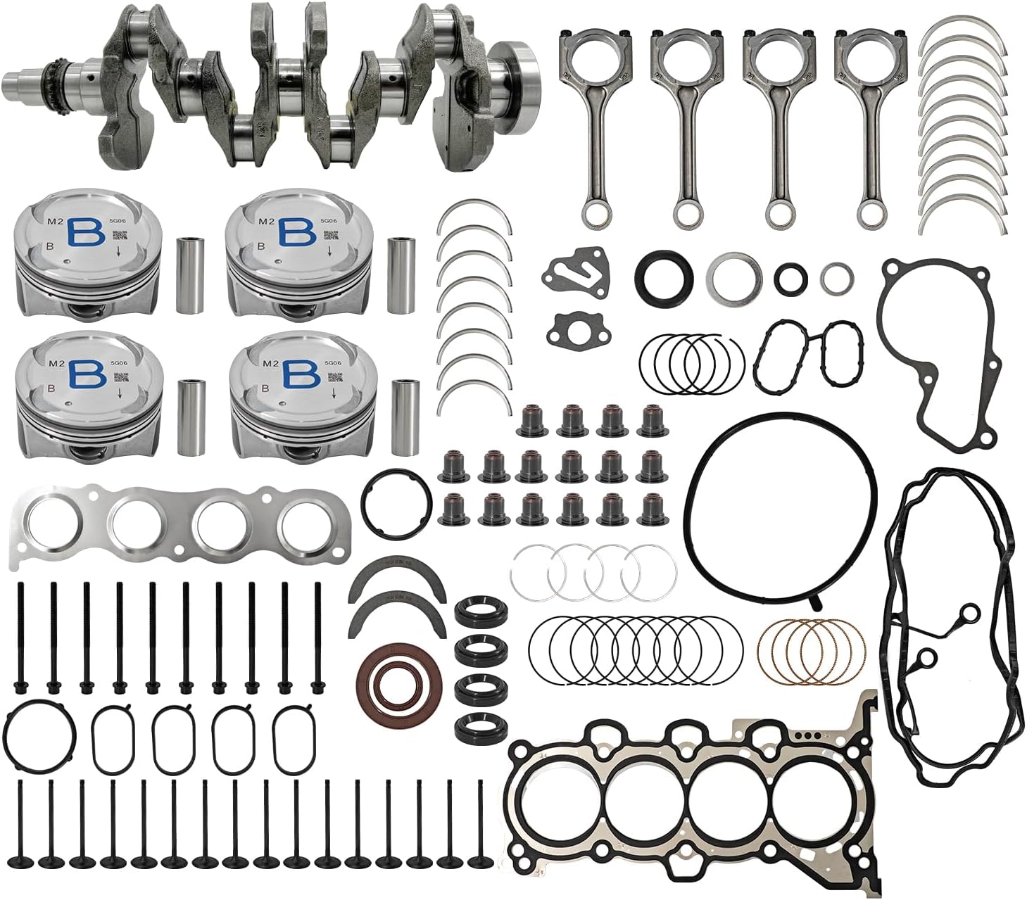 G4NC G4NA 2.0L Engine Rebuild Overhaul Kit Crankshaft Connecting Rod Compatible with Hyundai Elantra Tucson Sonata Fits for Kia Forte Soul Forte5 Optima 2012-2021 23110-2E501