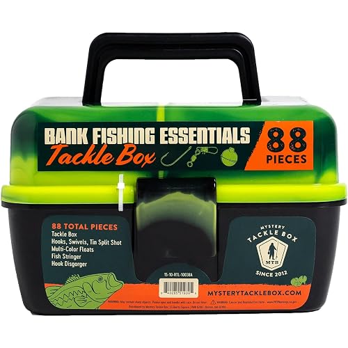 Catch Co Mystery Tackle Box Bank Fishing Essentials - 88 Pieces - Small Tackle Box