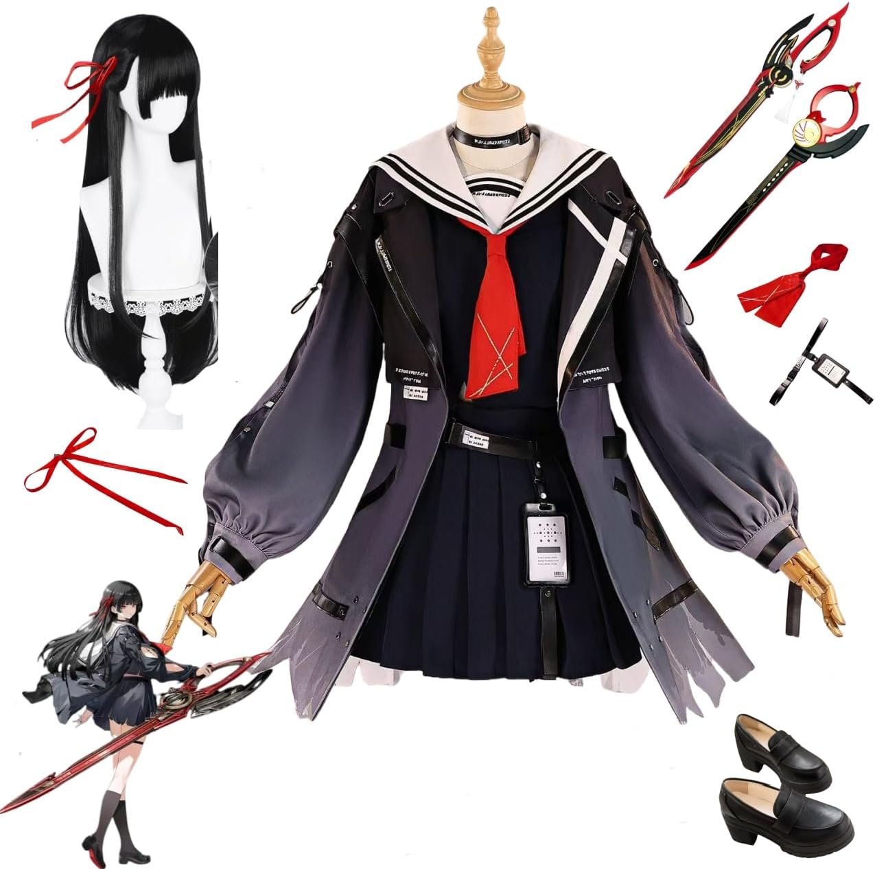 鳴潮　千咲　コスプレ衣装　武器付きフルセット Amazon.co.jp: [MOSATS] 鳴潮 千咲 コスプレ衣装 チサ『全セット