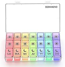 Spanish Weekly Pill Box 7 Dias, DOHIMGIO Large Medicine Organizer 3 Sockets Daily with 21 Compartments (Multicoloured)