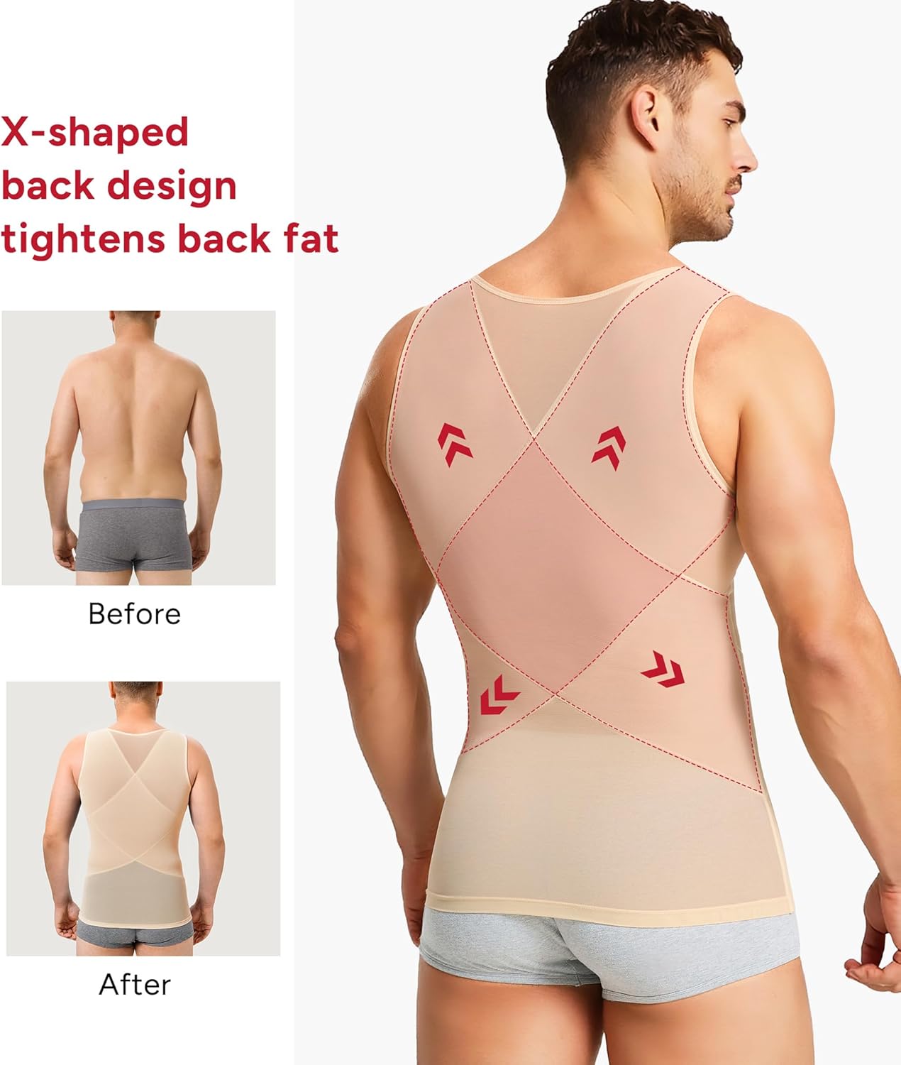 Nebility Mens Compression Shirt for Gynecomastia - Slimming Undershirts Body Shaper Vest Mesh Shapewear Workout Tank Tops - Image 4