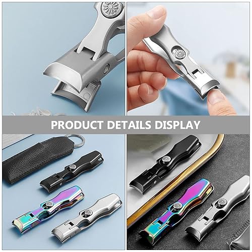 Miniatura 4 de Beaupretty Cortaúñas plegable autobloqueante, cortador de uñas de acero inoxidable, bloqueo de seguridad, apertura de mandíbula extra grande y