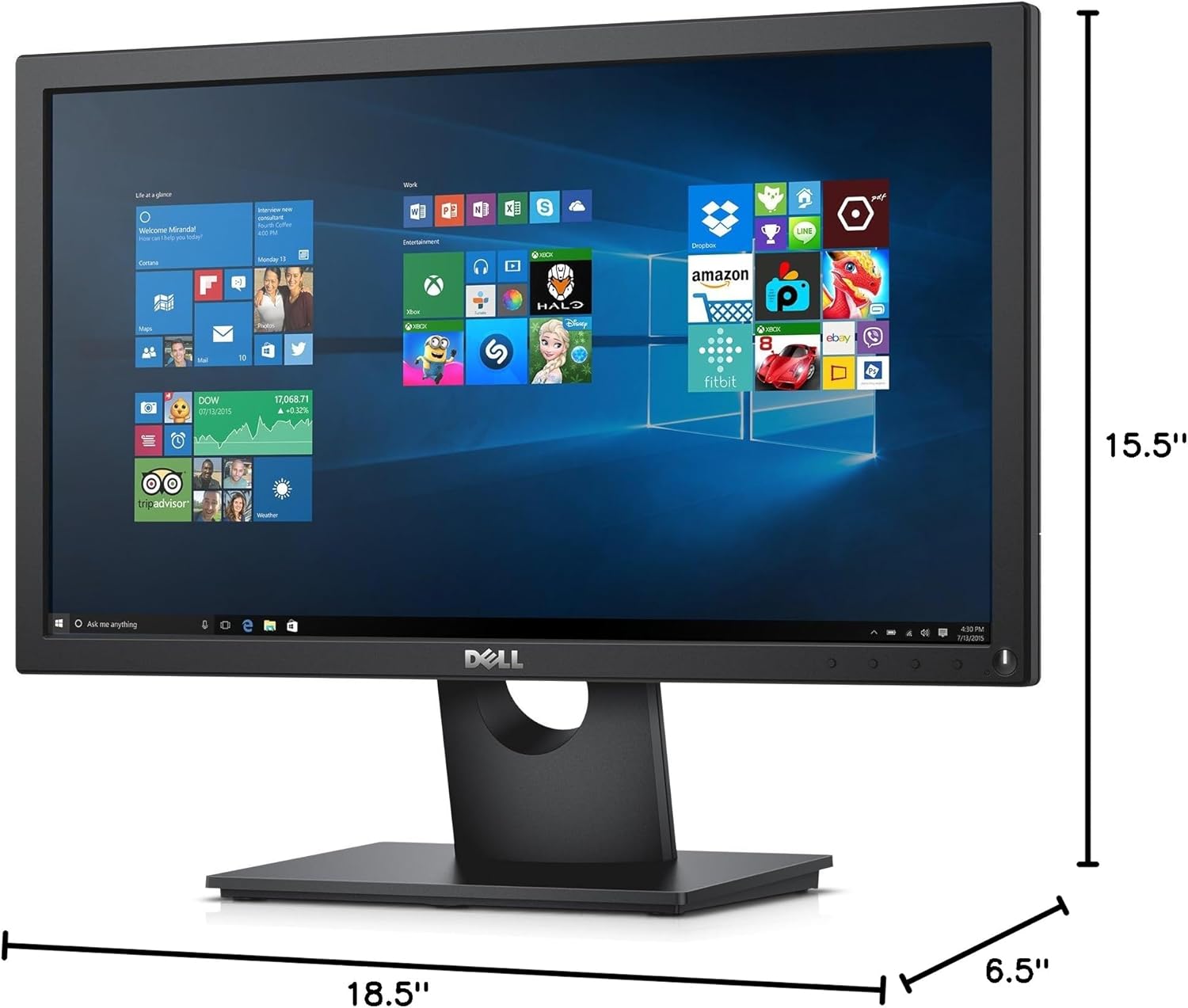 Dell E2016HV VESA Mountable 20" HD+ Screen LED-Lit Monitor,Black