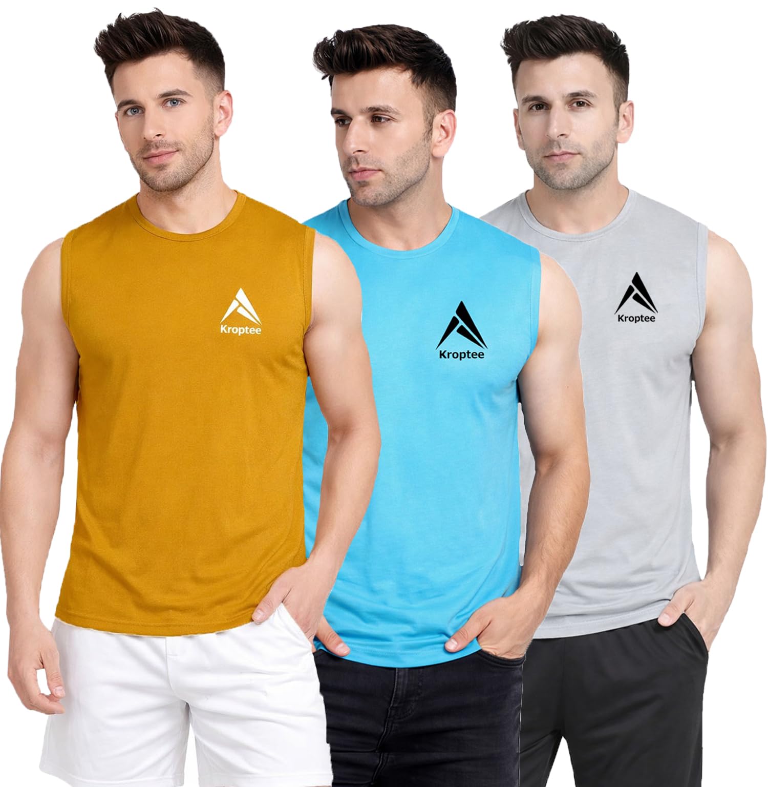 kroptee Stylish Vest for Men | Vest for Boys - Perfect for Gym Workouts,| Men's Tank Top Regular fit|Cotton Combo Pack of 3 Sports Vest-picture-36