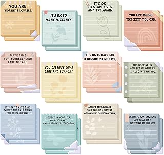 Funrous 36 Pcs Inspirational Sticky Notes with Lines Christmas 3x3 Inch Mental Health Sticky Notes Positive Affirmation Notepads Positive Psychology Gifts for Teachers Coworkers Home Office Study Work