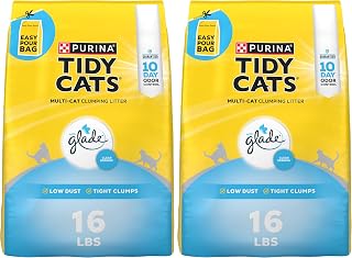 Purina Tidy Cats Clumping Multi Cat Litter, Glade Clear Springs - 16 lb. Bag (Pack of 2)