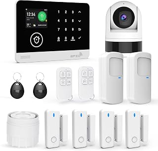 Alarma doméstica inalámbrica WiFi/4G con cámara de vigilancia WiFi Exterior 1080P, Sistema de Alarma doméstica Alerta por aplicación, Detector de Movimiento, Compatible con Alexa y Google