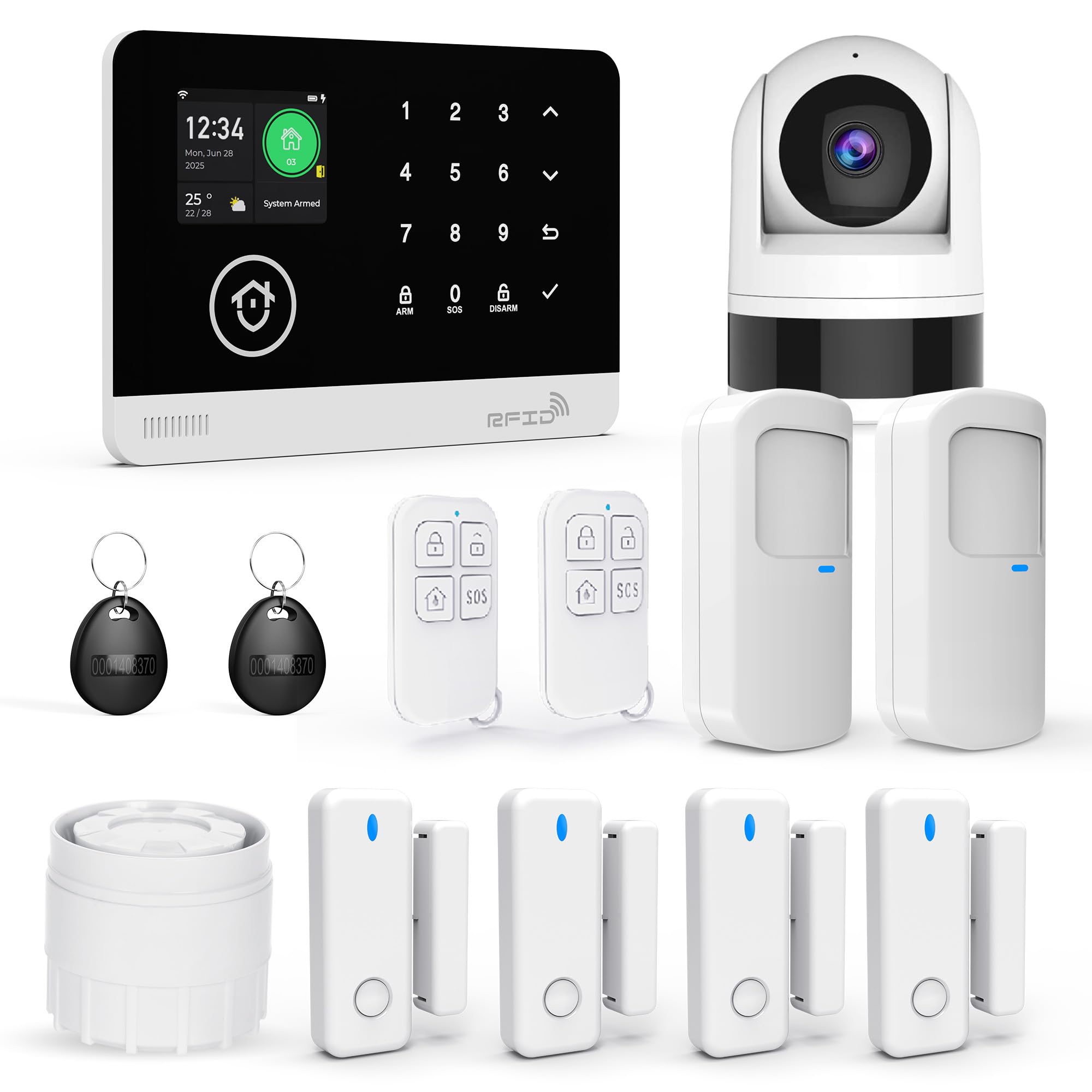 TUGARD Allarme domestico senza fili WiFi/4G con telecamera di sorveglianza WiFi esterna 1080P, sistema di allarme domestico, allarme tramite applicazione, rilevatore di movimento, compatibile con