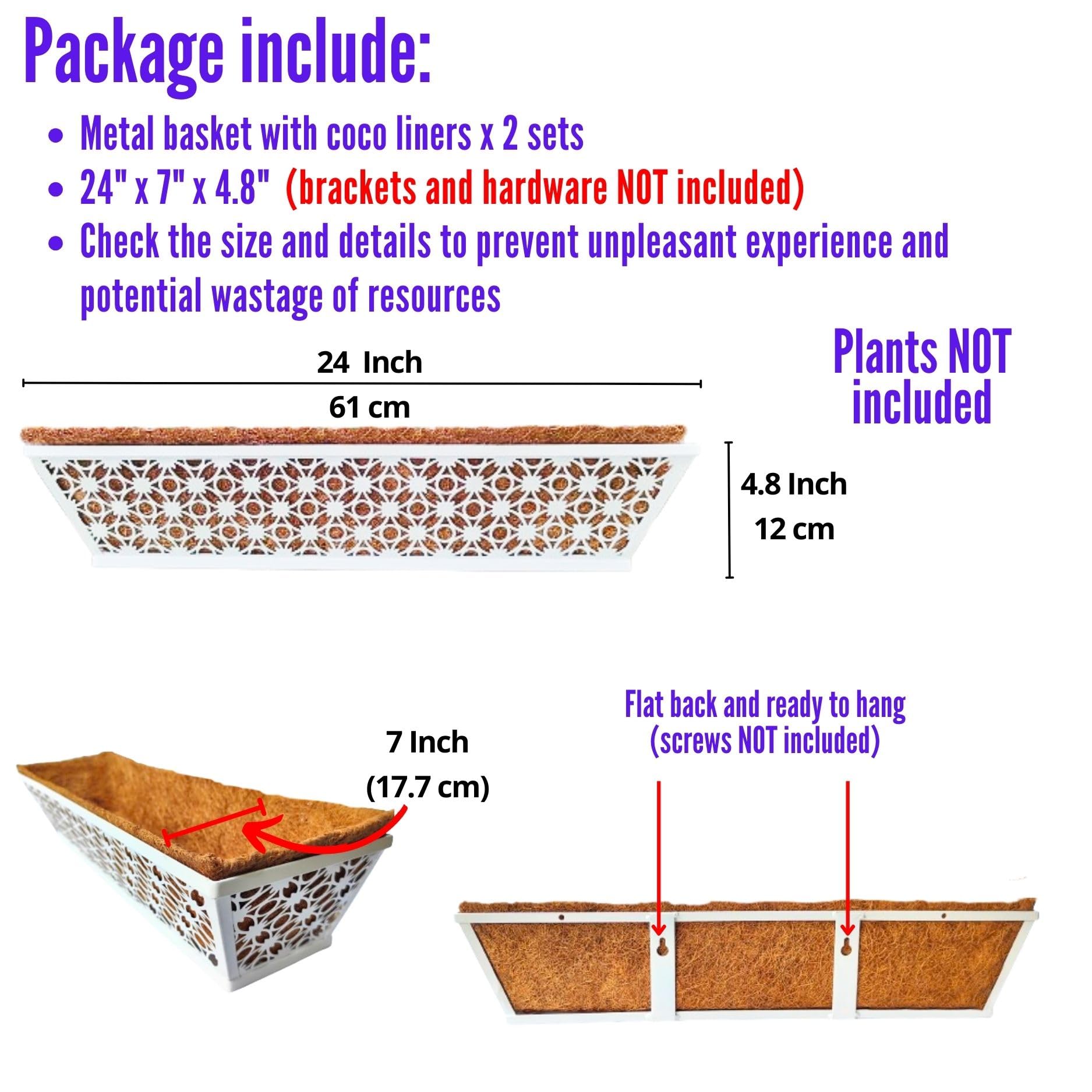 LaLaGreen Window Boxes Planters for Outdoor Plants (2 Pack, 24 Inch ...