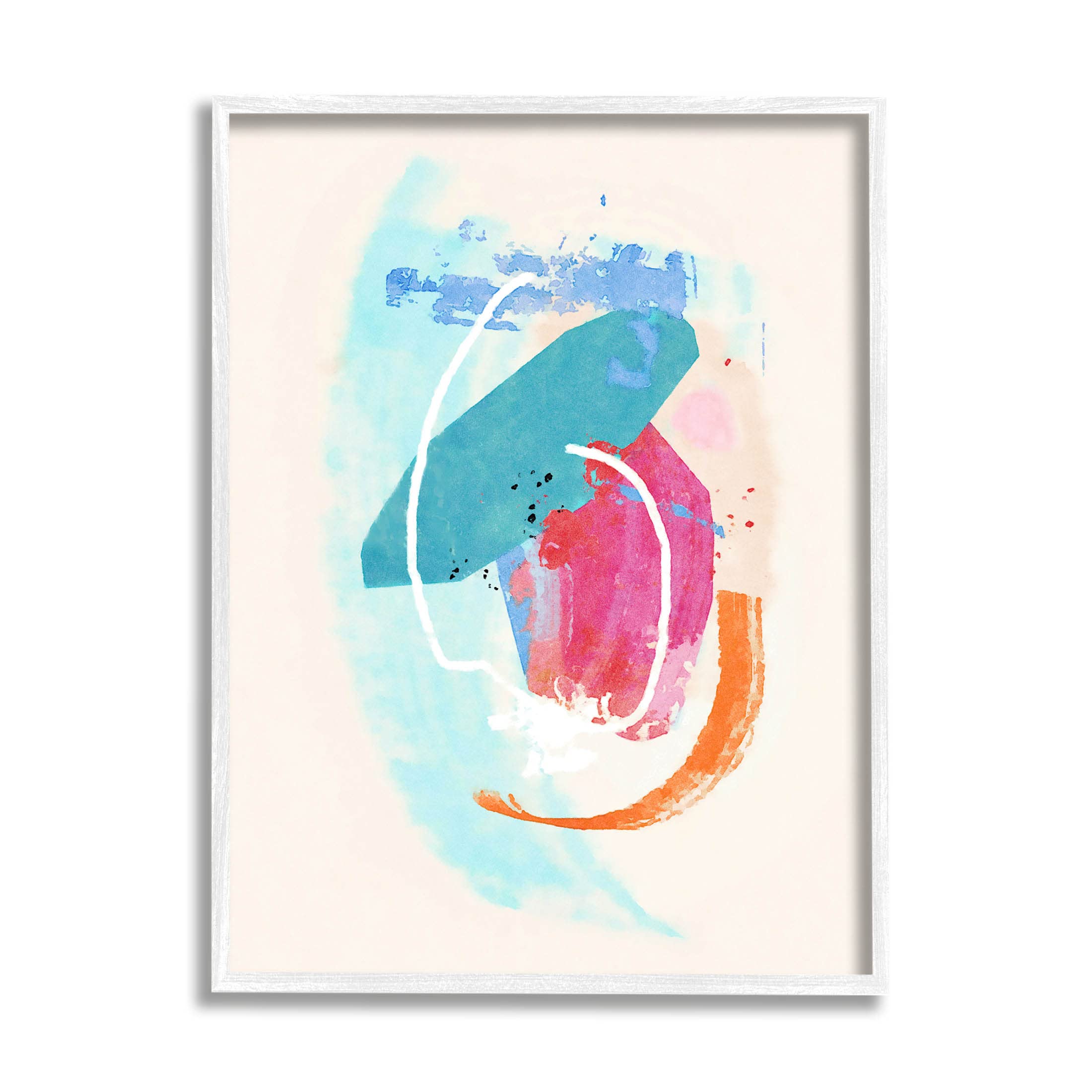 Stupell Industries Modern Blue Pink Shapes Giclee Framed Wall Art, Design by Suzanne Nicoll