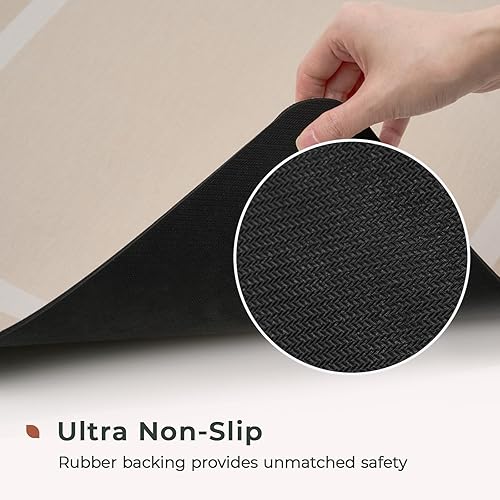 Miniatura 10 de FRESHMINT Tapete de baño bohemio, suave, bohemio, antideslizante, de secado rápido, delgado, lavable, con capa súper absorbente de agua y respaldo